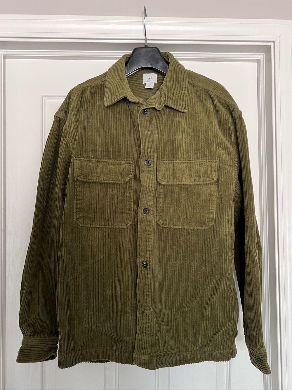 H&M Men's Olive Corduroy Shirt Jacket